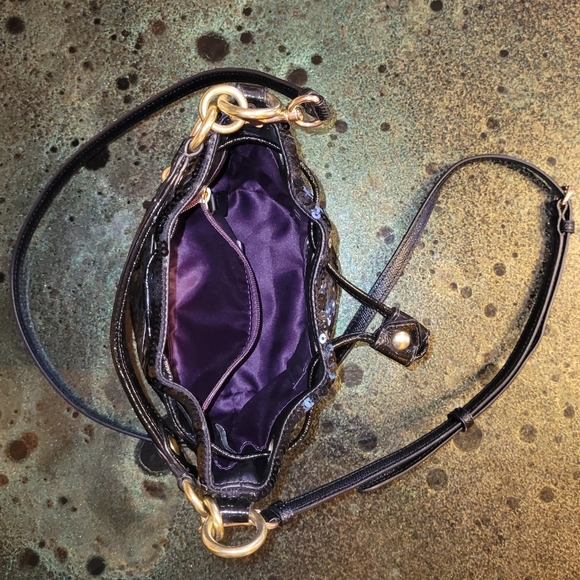 COACH POPPY BLACK SEQUINS CINCH DRAWSTRING MINI BUCKET CROSSBODY HANDBAG 18726 - Picture 8 of 16